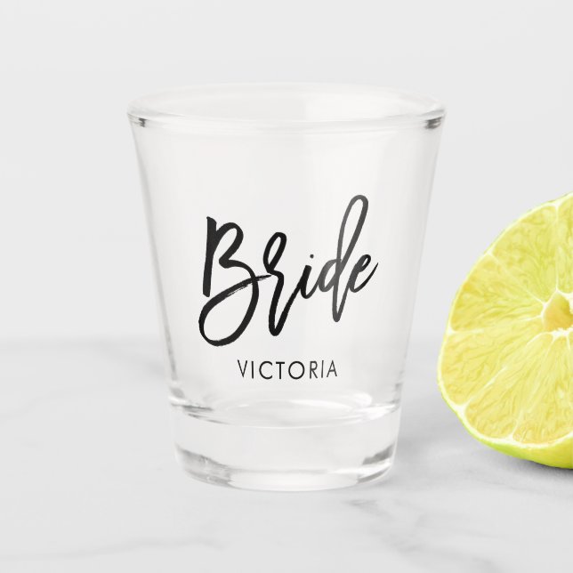 Vaso De Chupito Guión elegante "Novia" personalizado (Anverso)