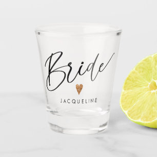Vaso De Chupito Guión moderno Novia Rosa Dorado guión con nombre