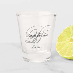 Vaso De Chupito Guión negro y gris de abertura monogramado
