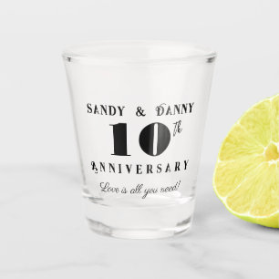 Vaso De Chupito Guión personalizado para 10º aniversario negro bla