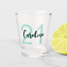 Vaso De Chupito Guión verde Verde azulado de cumpleaños número 21 