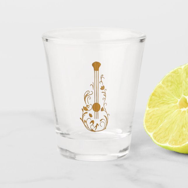 Vaso De Chupito Guitarra De Madera Desplazada (Anverso)