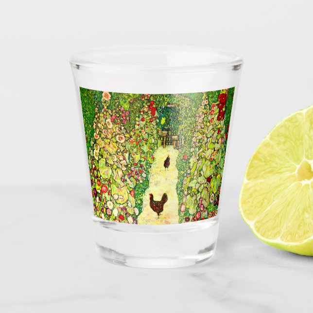 Vaso De Chupito Gustav Klimt Garden con pollos (Anverso)