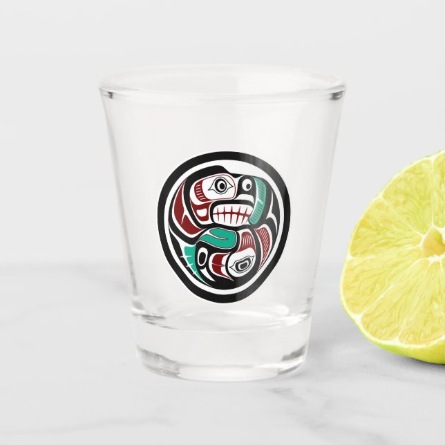 Vaso De Chupito Haida Otter Salmon (Anverso)