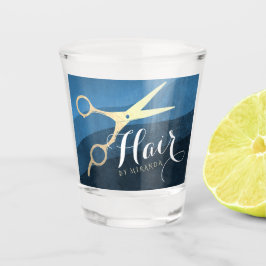 Vaso De Chupito Hair Salon Hairstylist modernas tijeras azules y d