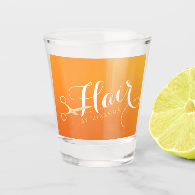 Vaso De Chupito Hairstylist Makeup Salon Moda Naranja Tijeras de o (Anverso)
