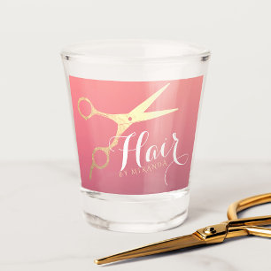 Vaso De Chupito Hairstylist Makeup Salon Moderno Tijeras de oro ro