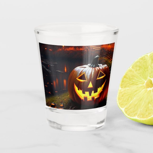 Vaso De Chupito Halloween/Calabaza/Caída (Anverso)