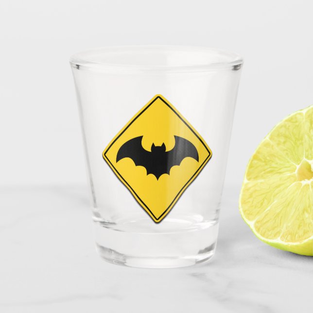 Vaso De Chupito Halloween con advertencia de murciélago de vampiro (Anverso)