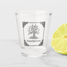 Halloween con árbol plateado