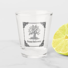 Vaso De Chupito Halloween con árbol plateado