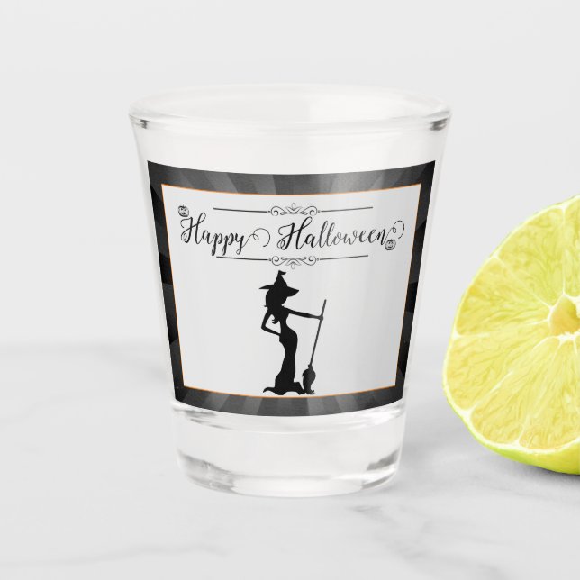Vaso De Chupito Halloween de bruja de Starburst Negro (Anverso)