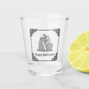 Vaso De Chupito Halloween de Brujas y Calderones Plateados
