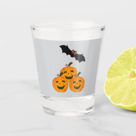 Vaso De Chupito Halloween es gracioso. Calabazas y un murciélago v