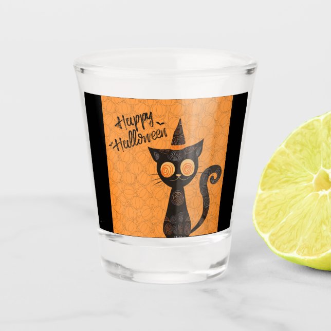 Vaso De Chupito Halloween/gato/calabaza/otoño (Anverso)