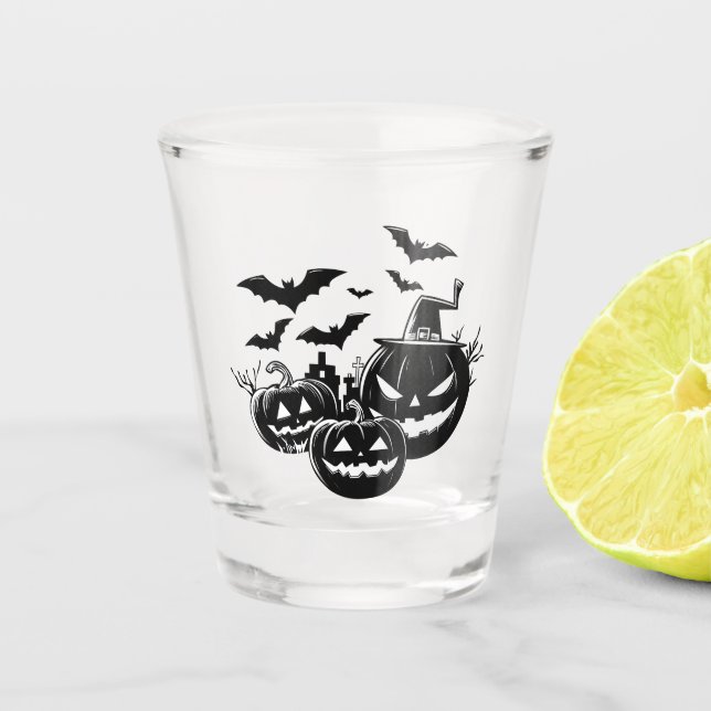 Vaso De Chupito Halloween in black and white (Anverso)
