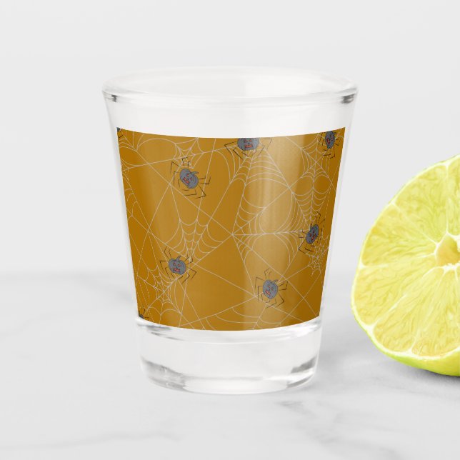 Vaso De Chupito Halloween spiders web and pumpkins   (Anverso)