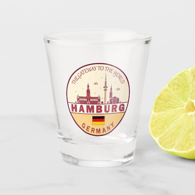 Vaso De Chupito Hamburgo Alemania City Skyline Emblem (Anverso)