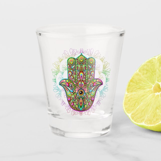 Vaso De Chupito Hamsa Fatma Hand Psychedelic Art (Anverso)