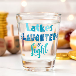 Vaso De Chupito Hanukkah Latkes Laughter Light Bold Fun Tipografía