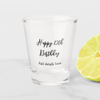 Vaso De Chupito Happy 15th birthday name quinceanera details simpl