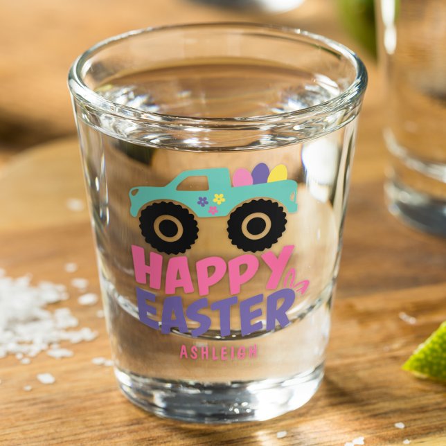 Vaso De Chupito Happy Easter Egg Girly Truck Nombre moderno (Subido por el creador)