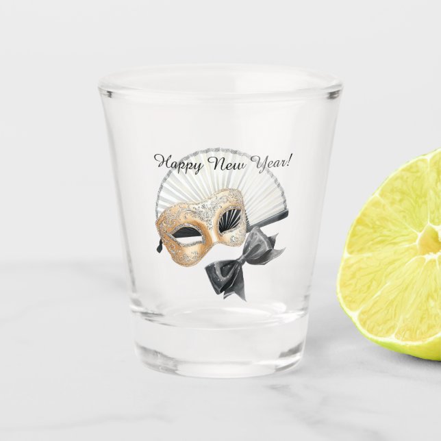 Vaso De Chupito Happy New Year Gold Black Mask (Anverso)