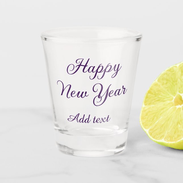 Vaso De Chupito Happy new year purple calligraphy simple minimal  (Anverso)