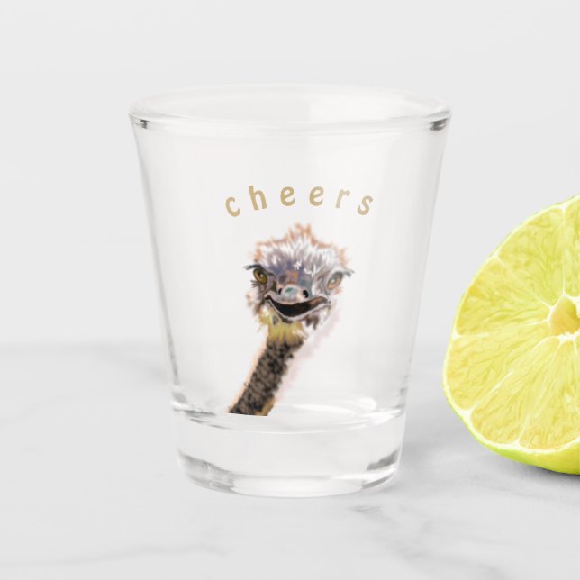 Vaso De Chupito Happy Ostrich Funny Shot Glass Cheque (Anverso)