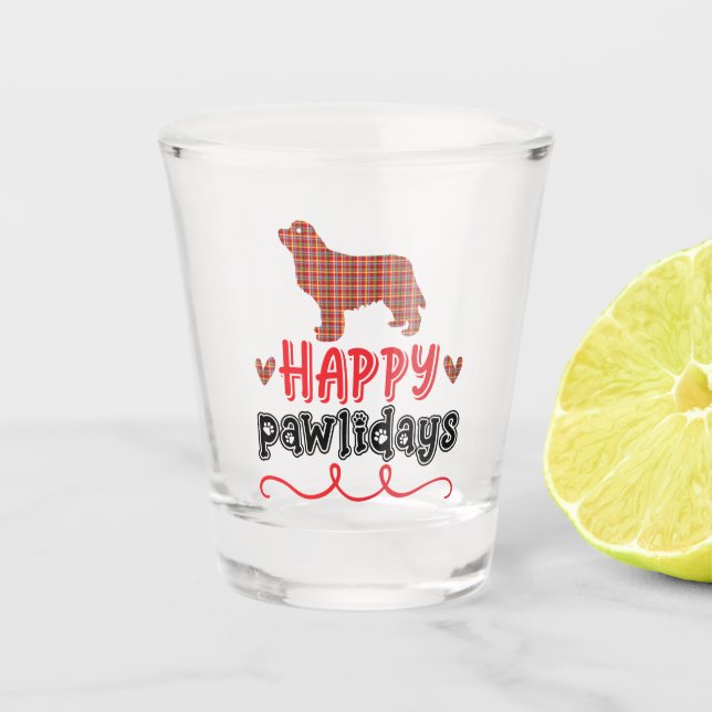 Vaso De Chupito Happy Pawlidays | Funny Word Pun (Anverso)