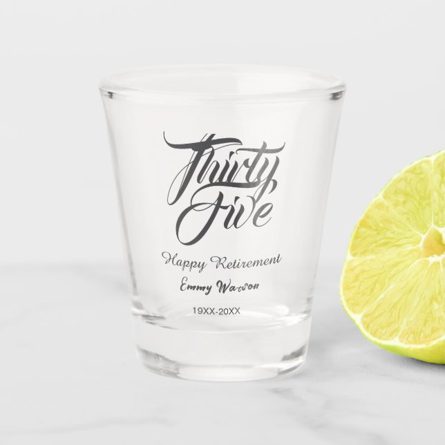 Vaso De Chupito Happy retirement bold letter name year elegant sim (Anverso)