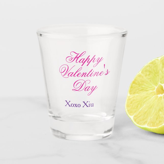 Vaso De Chupito Happy Valentine's day pink purple xoxo love name c (Anverso)