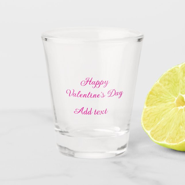 Vaso De Chupito Happy Valentine's day pink text name message (Anverso)