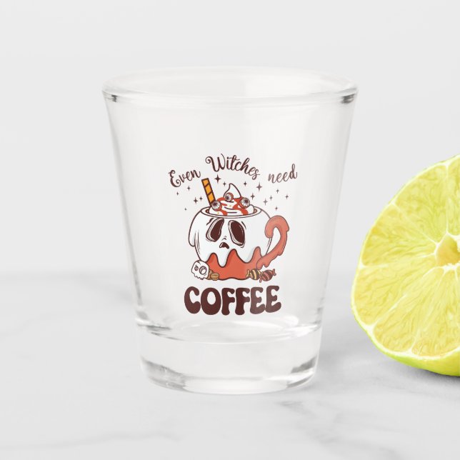 Vaso De Chupito Hasta las brujas necesitan café (Anverso)