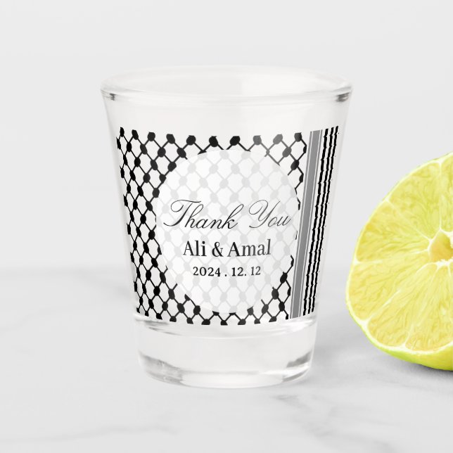 Vaso De Chupito Hatta Keffiyeh palestino Gracias A Favor De La Bod (Anverso)