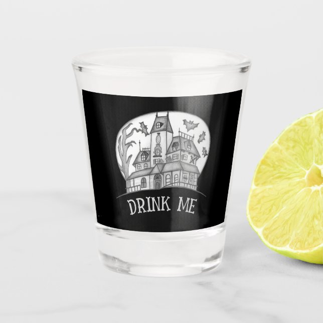 Vaso De Chupito Haunted House and Bats Halloween  (Anverso)