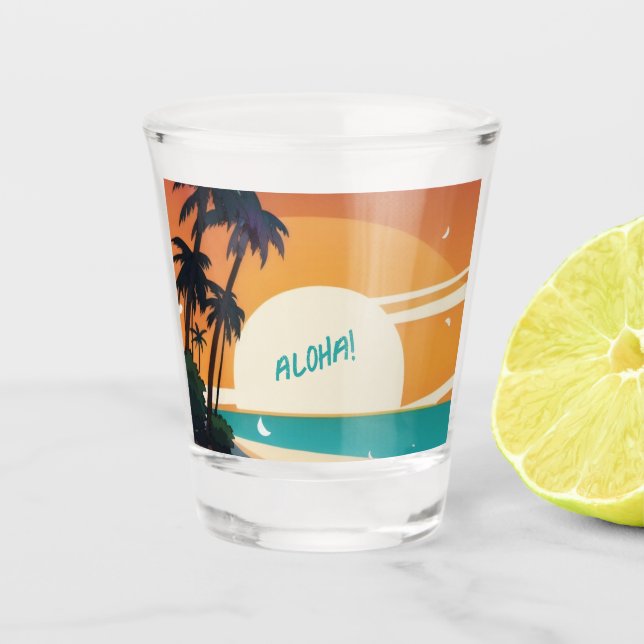Vaso De Chupito Hawai/Aloha/Tropical/playa (Anverso)