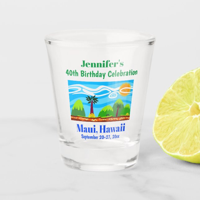 Vaso De Chupito Hawaii Beach Birthday Party Trip Favor (Anverso)