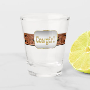 Vaso De Chupito Hebilla occidental de la correa y de la vaquera