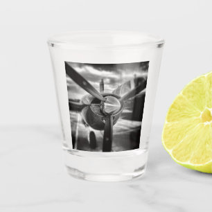 Vaso De Chupito Hélice negra y blanca del avión