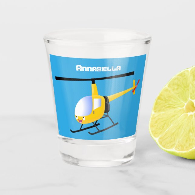 Vaso De Chupito Helicóptero de personalizado alegre amarillo lindo (Anverso)