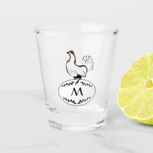 Vaso De Chupito Heno blanco y negro en un huevo monograma
