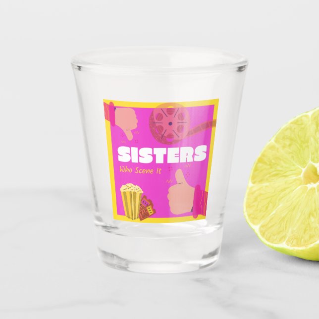Vaso De Chupito Hermanas Que Lo Escena Vidrio Disparado (Anverso)