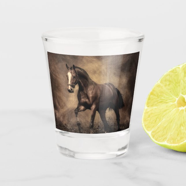 Vaso De Chupito Hermosa almohada de caballo marrón (Anverso)