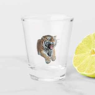 Vaso De Chupito Hermosa foto de tigre bengalí y dientes