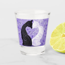Vaso De Chupito Hermosa pareja de gatos de vidrio caliente de amor