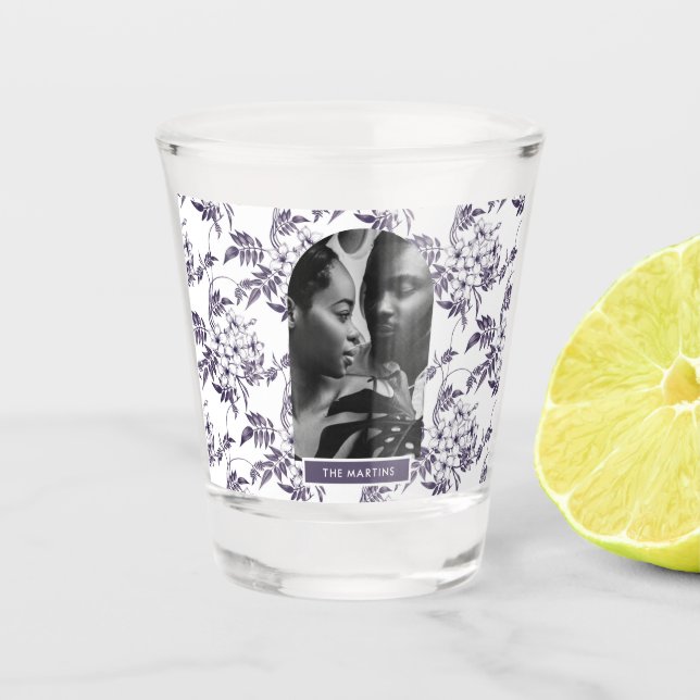 Vaso De Chupito Hermoso arco fotográfico Boda botánico con nombre (Anverso)