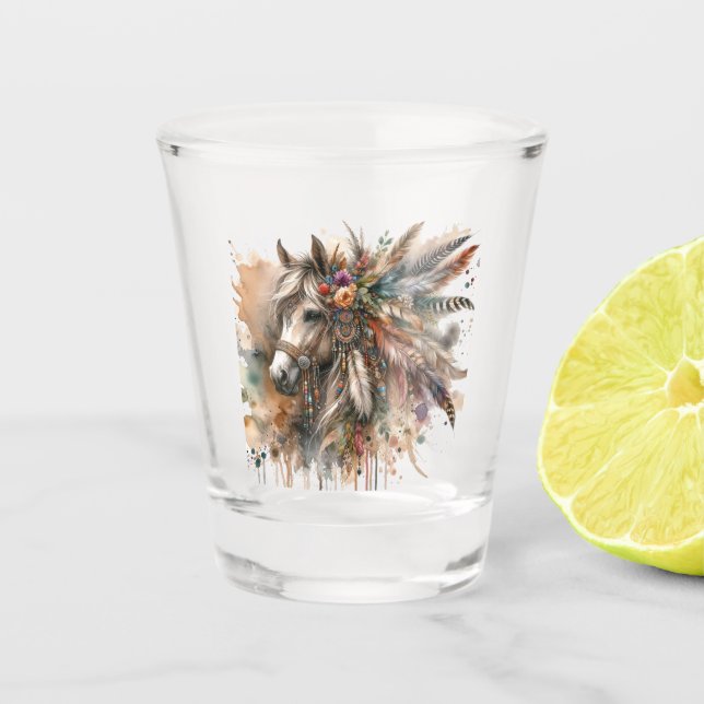 Vaso De Chupito Hermoso Caballo Boho (Anverso)