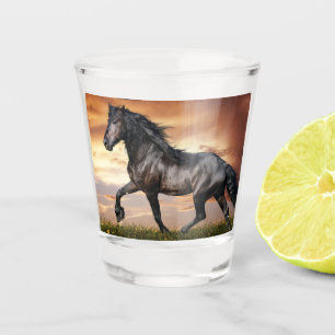 Vaso De Chupito Hermoso caballo negro