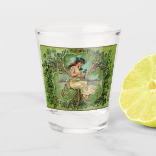 Vaso De Chupito Hermoso Chica Vintage con Shamrock